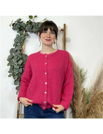 K583- Gilet Classique "Maëlle" (Tu) (fuchsia)