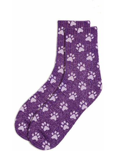 STC, Chaussettes paillettes courtes - Violet Chat (taille unique 36-42)
