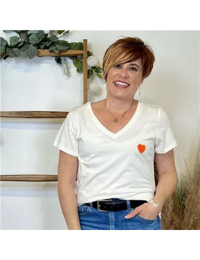 K232- T-shirt Coeur (T36-T40) 🤎 (orange)
