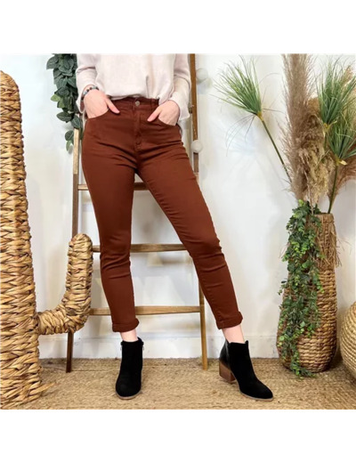 O516- Jean 7/8ème Voggo T36 T44 (cognac)