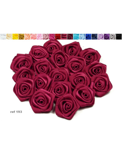 Sachet de 10 roses satin de 3 cm de diametre bordeaux 193