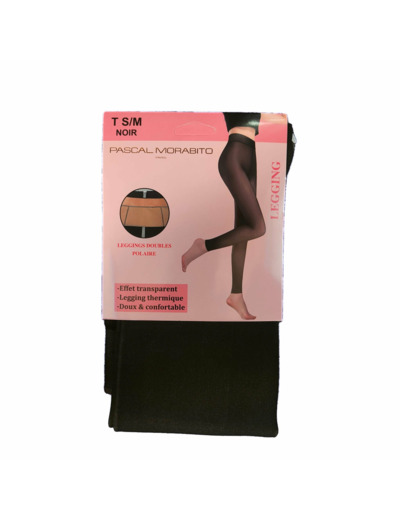 Legging Femme Doublé Polaire – Pascal MORABITO – Effet Transparent – Noir