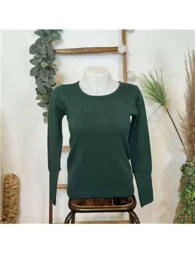 Y251- Pull Laine Cachemire "Tricotonic" (les T36&40) (vert sapin)