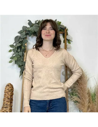 Y370- Pull Épais sans laine «Voggo» (T36-T48) (beige)