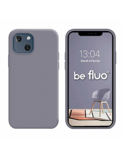 Coque Silicone Moxie BeFluo Fine et Légère pour iPhone 14, Intérieur Microfibre - Gris lavande