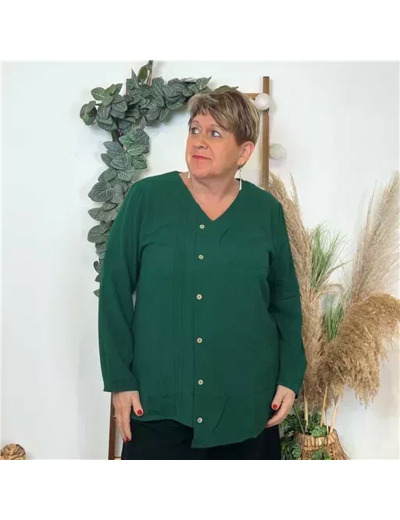 Z347- Tunique Christy à boutons (T44-T52) (vert sapin)