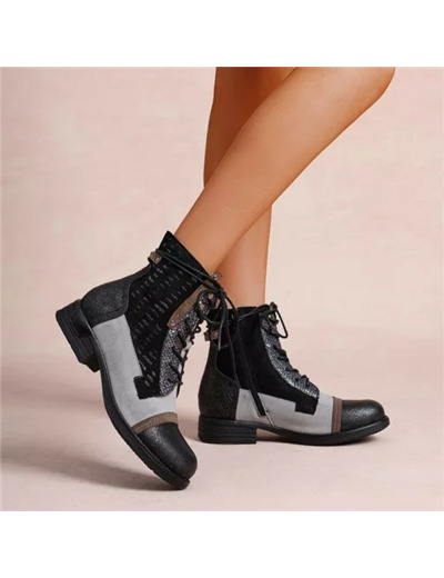 R396- Bottine Patchwork (T36-T42) (noir)