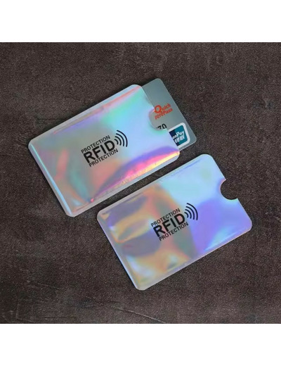 Etui de protection carte bancaire RFID blindé anti-scan Argent