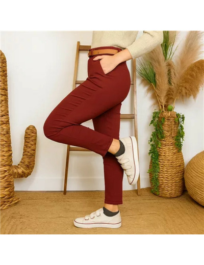 L799- Pantalon Stretch (T36-T46) 🇮🇹 (bordeaux)