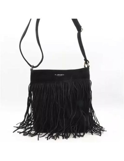P395- Sac à franges aspect Daim Flora & Co (noir)