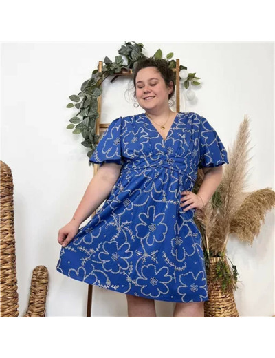 K458- Robe Maëlle (T40-T48) 🪷 (bleu indigo)