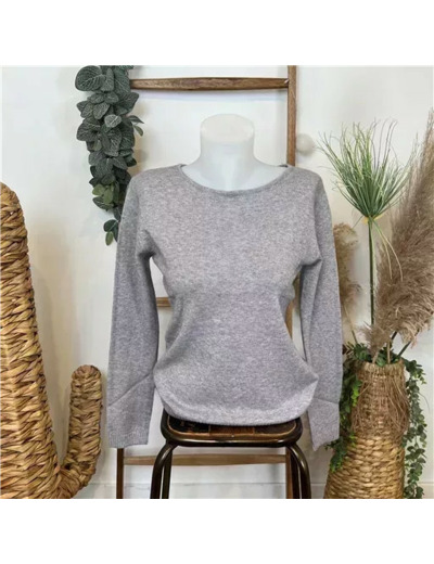 Y252- Pull Laine Cachemire "Tricotonic" (les T38&42) (gris)