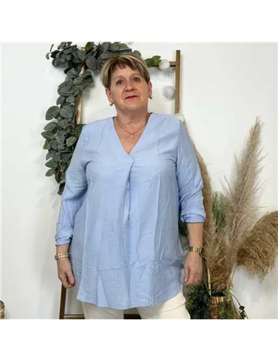 Z774- Blouse unie Christy (T44-T52) (bleu ciel)
