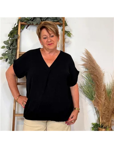 K189- Blouse boule unie (Tu) 🇮🇹 (noir)