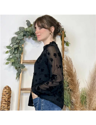K086- Blouse Fluide "Maëlle" (T36-T40) (noir)