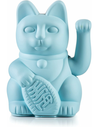DONKEY Products – Chat Porte-Bonheur Bleu – Chat décoratif Japonais dans Une Couleur Mate élégante, env. 15 x 10,5 cm