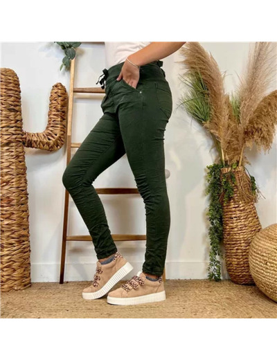 P070- Jean Melly.and.Co Taille élastiquée (Xs-Xl) (vert sapin)