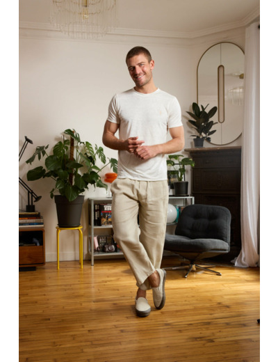 T shirt en lin homme - blanc