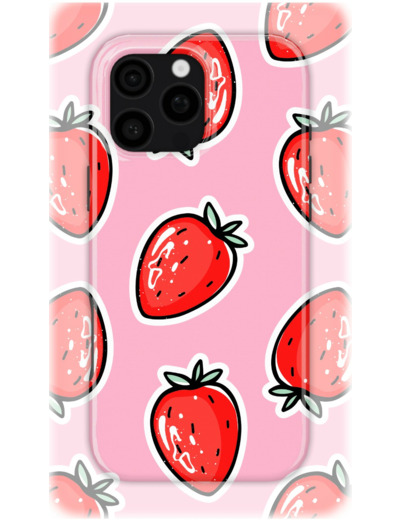 Strawberry Stickers | Coque de téléphone 3D 2en1 Ultra-résistante