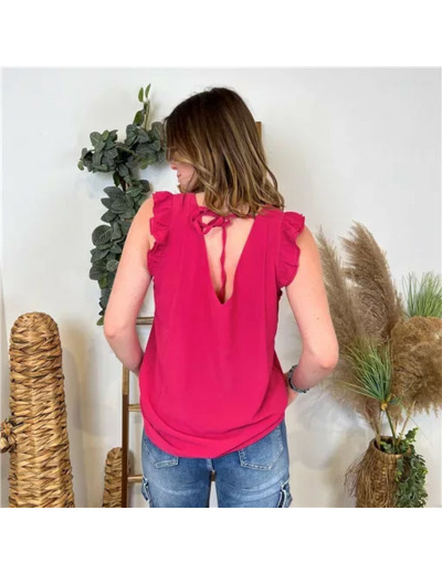 N087- Blouse unie By One (T36-T38) (fuchsia)