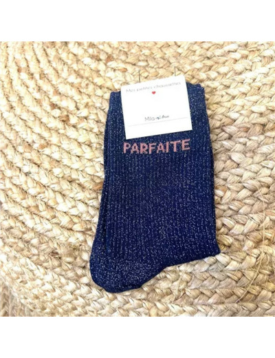 V313- Chaussettes paillettes "Parfaite" (marine)