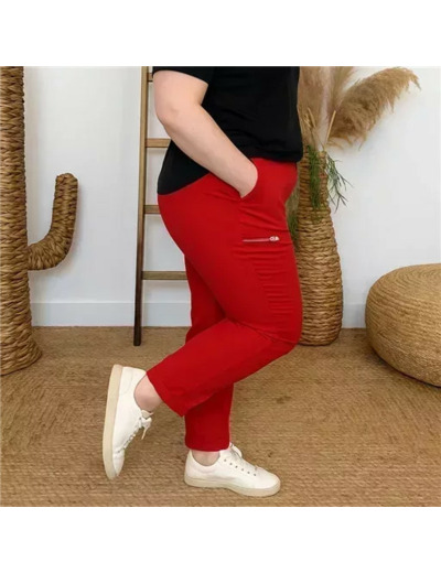 T545- Pantalon Confort JST (T38-T52) (rouge)