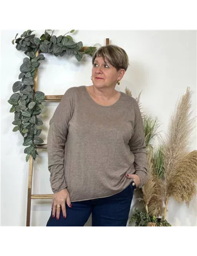 K825- Pull uni (Tu) 🇮🇹 (taupe)