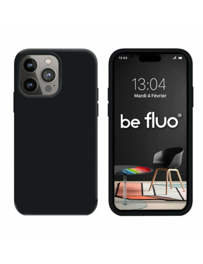 Coque Silicone Moxie BeFluo Fine et Légère pour iPhone 14 Pro, Intérieur Microfibre - Noir