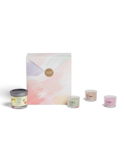 Coffret cadeau Printemps - 1 BOUGIE + 3 VOTIVES EN VERRE