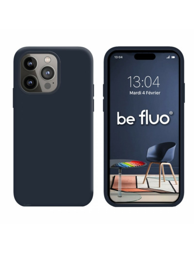 Coque Silicone Moxie BeFluo Fine et Légère pour iPhone 14 Pro Max, Intérieur Microfibre - Bleu foncé