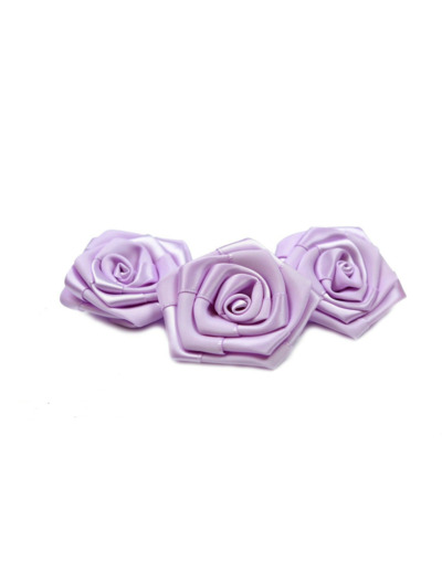 Sachet de 3 roses satin de 6 cm de diametre parme 462