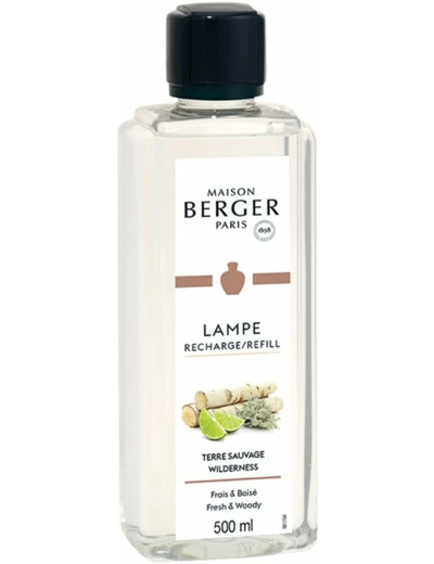Maison Berger - Recharge Lampe Berger Terre Sauvage - Prête à l'Emploi - Parfume et Purifie - Diffusion Fine, Homogène et Longue Durée - 500ml