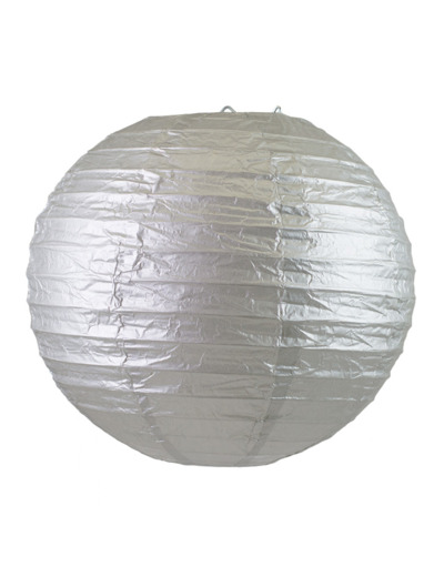 Lampion en papier de soir de 25 cm de diametre Gris metalise