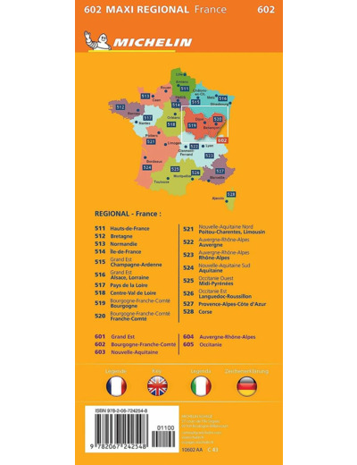 CARTE REGIONALE MAXI- BOURGOGNE - FRANCHE-COMTE