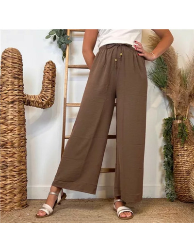 L761- Pantalon flou large 1er PRIX (Tu) (marron)