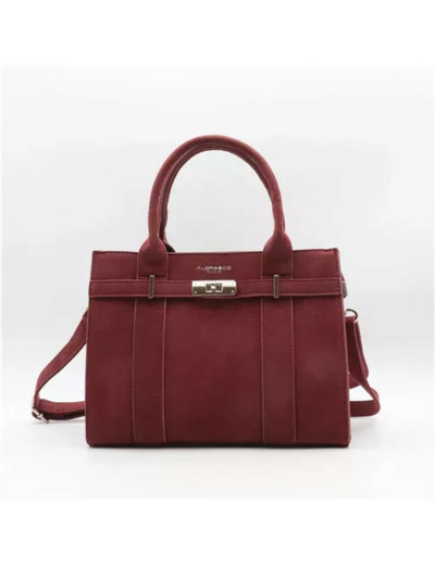 P399- Sac porté main aspect Daim Flora & Co (bordeaux)