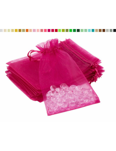 Lot de10 sacs en organza a nouer 7x9 cm pour bijoux framboise