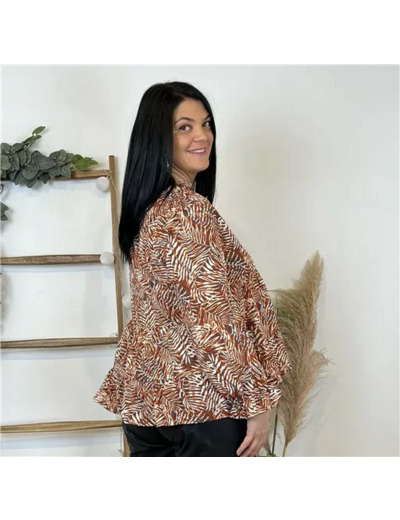 K030- Blouse By.One “Jolies Formes” (T40-T48) (marron)