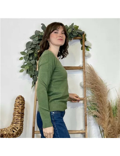 Y374- Pull Épais sans laine «Voggo» (T36-T48) (kaki)