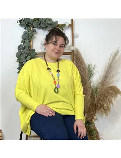 K533- Top Oversize uni (Gt) (jaune soleil)