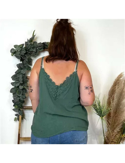 K233- Débardeur Maëlle dos brodé (T40-T48) (vert sapin)