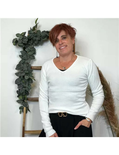Y254- Pull Laine Cachemire "Tricotonic" (les T36&40) (ecru)