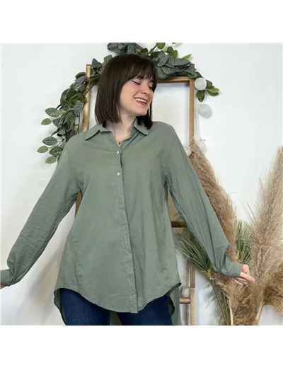 K503- Chemise fluide coton (Tu) 🇮🇹 (kaki)