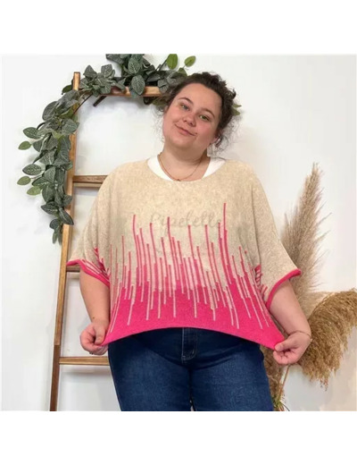 K454- Pull imprimé (Tu) 🇮🇹 (fuchsia)