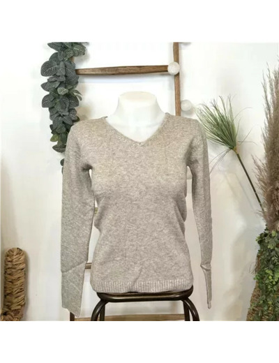 Y248- Pull Laine Cachemire "Tricotonic" (les T36&40) (taupe)