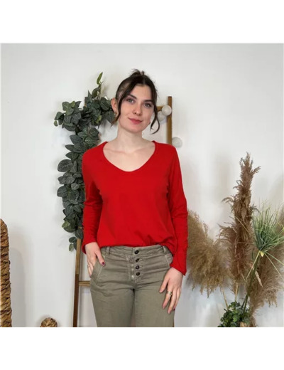 L496- T-shirt délavé uni (Tu) 🇮🇹 (rouge)