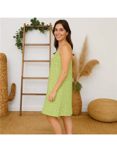K171- Robe d'été Liberty (Tu) 🇮🇹 (vert anis)