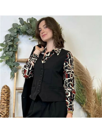 K034- Gilet de costume court "So Sweet" (T36-T40) (noir)