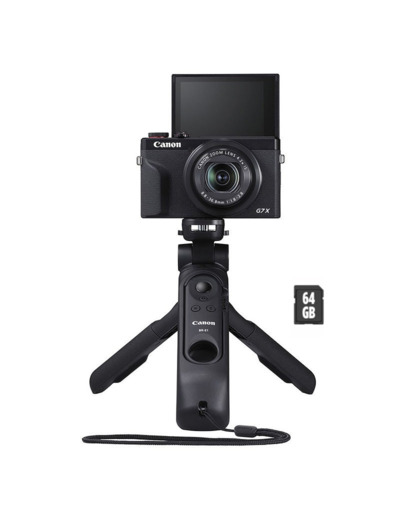 CANON POWERSHOT G7X Mark III Noir + Poignée trépied HG-100TBR + SD 64 GB