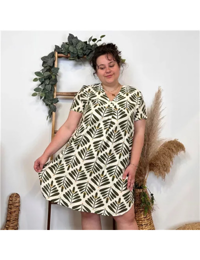 K215- Robe Christy "Fougères (T44-T52) (kaki)